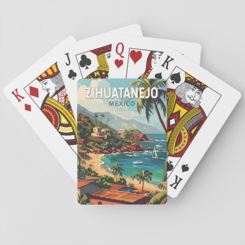 Zihuatanejo Mexico Travel Art Vintage Poker Cards