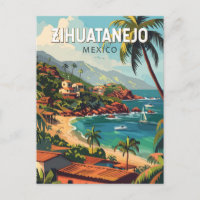 Zihuatanejo Mexico Travel Art Vintage
