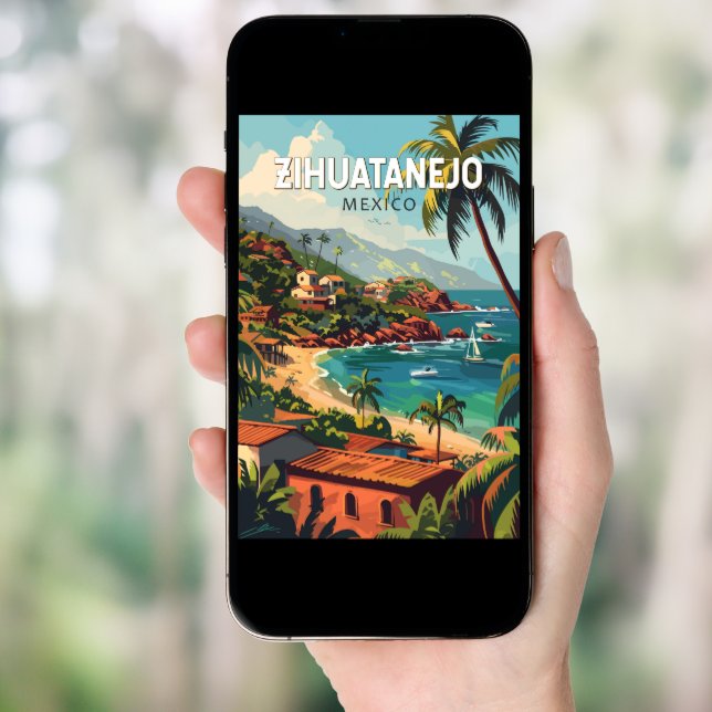 Zihuatanejo Mexico Travel Art Vintage Poster (Front Digital)