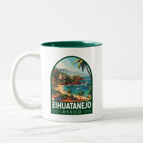 Zihuatanejo Mexico Travel Art Vintage Two_Tone Coffee Mug