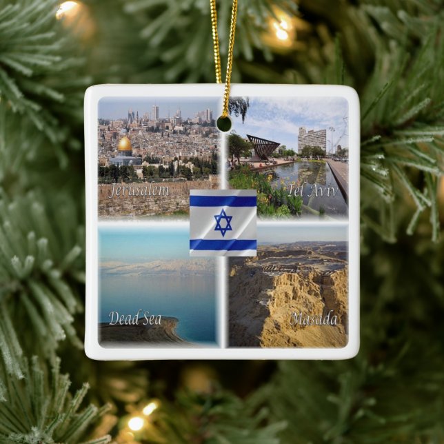 zIL006 TEL AVIV JERUSALEM, Israel, Ceramic Ornament (Tree)