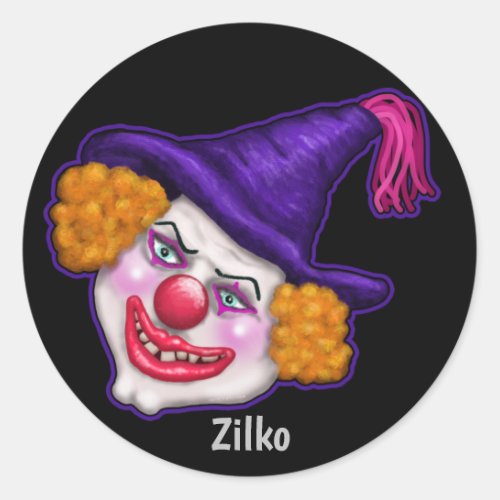 Zilko the Creepy Clown  Halloween Fun Classic Round Sticker