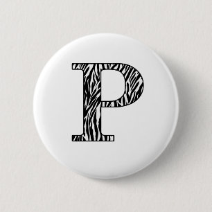 Zilly Zebra P Pinback Button