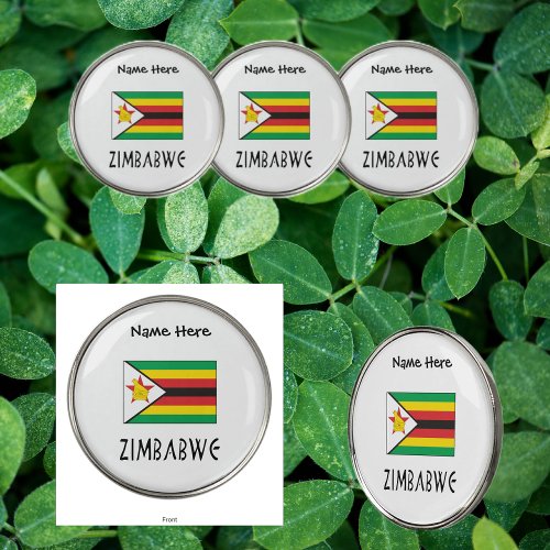 Zimbabwe and Zimbabwe Flag Personalized  Golf Ball Marker