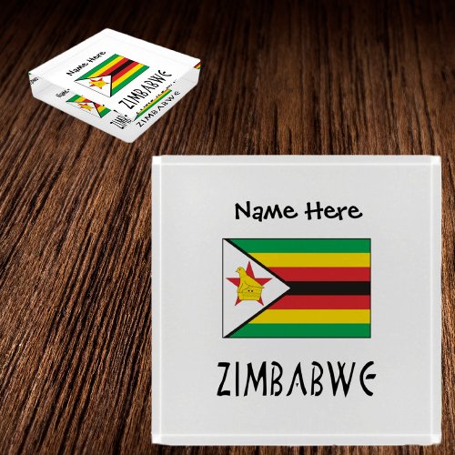 Zimbabwe and Zimbabwe Flag Personalized  Paperweight