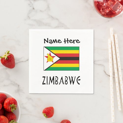Zimbabwe and Zimbabwe Flag with Your Name Napkins
