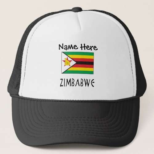 Zimbabwe and Zimbabwean Flag with Your Name Trucke Trucker Hat