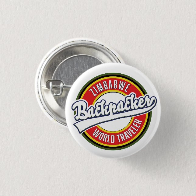 Zimbabwe backpacker world traveler logo. button (Front & Back)