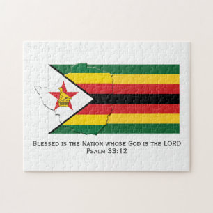 ZIMBABWE Blessed Nation ZIMBABWEAN FLAG Jigsaw Puzzle