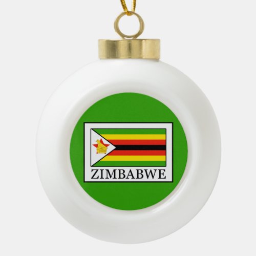 Zimbabwe Ceramic Ball Christmas Ornament