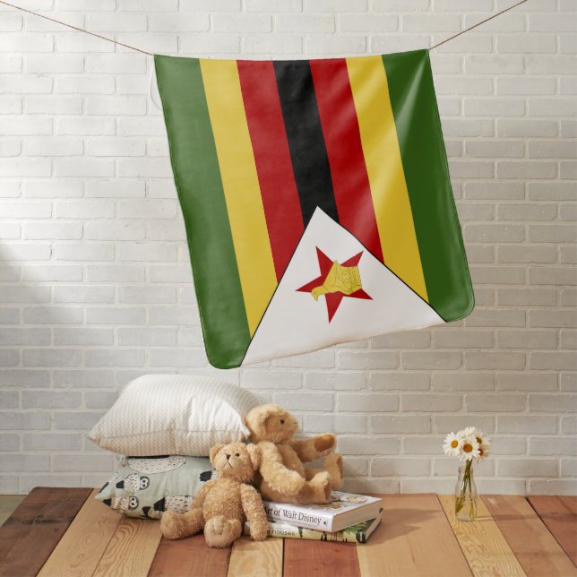 Zimbabwe flag baby blanket (In Situ)