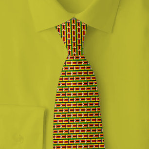 Zimbabwe Flag Brick Pattern Neck Tie