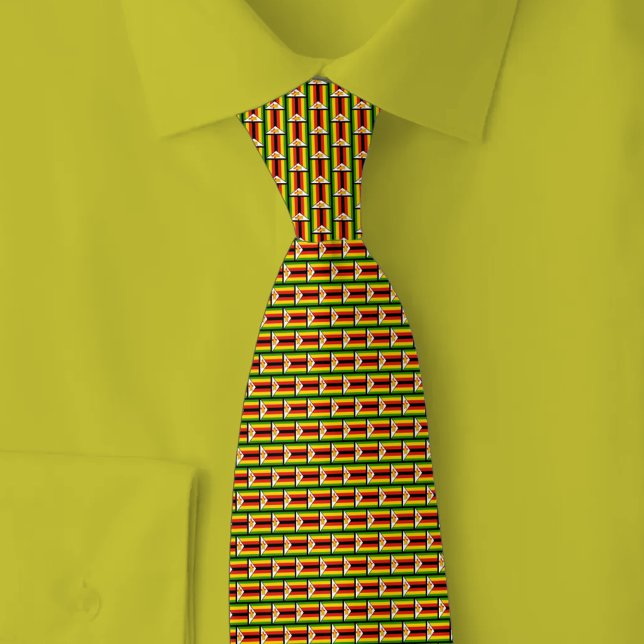 Zimbabwe Flag Brick Pattern Neck Tie (Creator Uploaded)