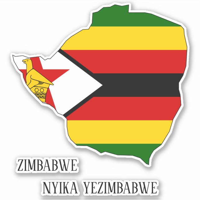 Zimbabwe Flag Charming Patriotic Map Sticker (Front)