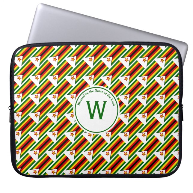 ZIMBABWE FLAG Custom Monogram Zimbabwean Laptop Laptop Sleeve (Front)