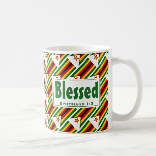 ZIMBABWE FLAG Custom Scripture BLESSED Zimbabwean Coffee Mug