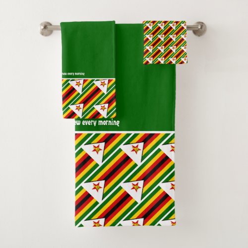 ZIMBABWE FLAG Customized Scripture GREEN Bath Towel Set