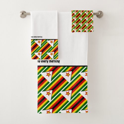 ZIMBABWE FLAG Customized Scripture WHITE Bath Towel Set