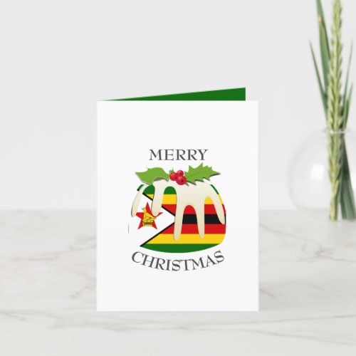 ZIMBABWE FLAG  Festive Plum Pudding  Christmas Holiday Card