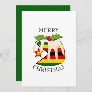 ZIMBABWE FLAG   Festive Plum Pudding   Christmas Holiday Card