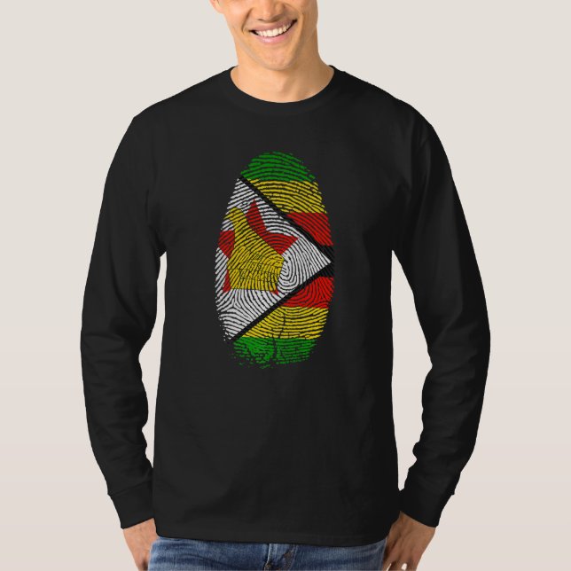 Zimbabwe Flag Fingerprint It is in my DNA Gift Zim T-Shirt (Front)