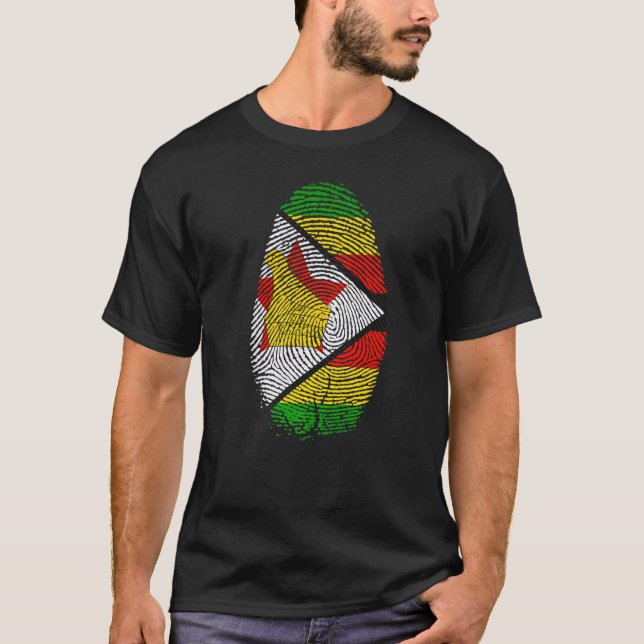 Zimbabwe Flag Fingerprint It is in my DNA Gift Zim T-Shirt (Front)