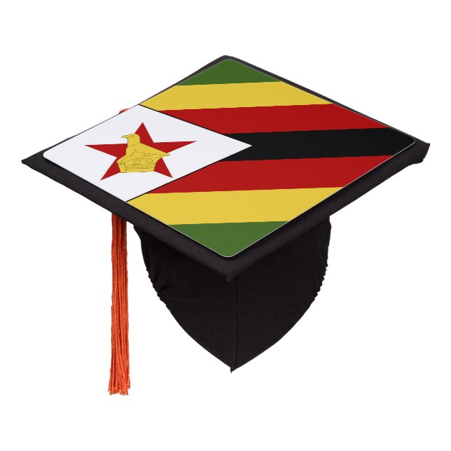 Zimbabwe flag graduation cap topper (Angled)