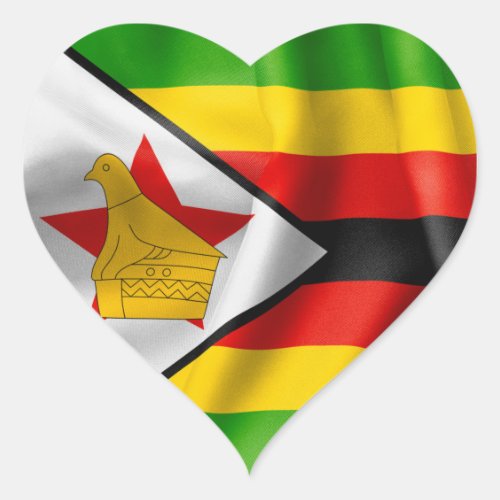 Zimbabwe Flag Heart Shaped Sticker