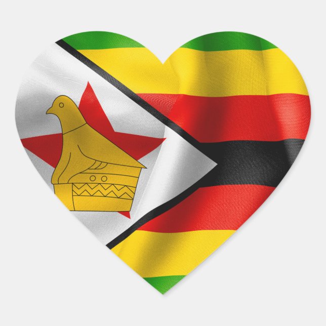Zimbabwe Flag Heart Shaped Sticker (Front)