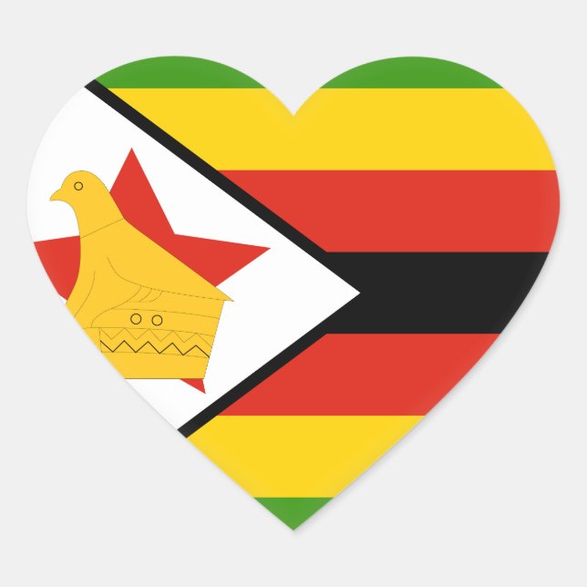 Zimbabwe Flag Heart Sticker (Front)