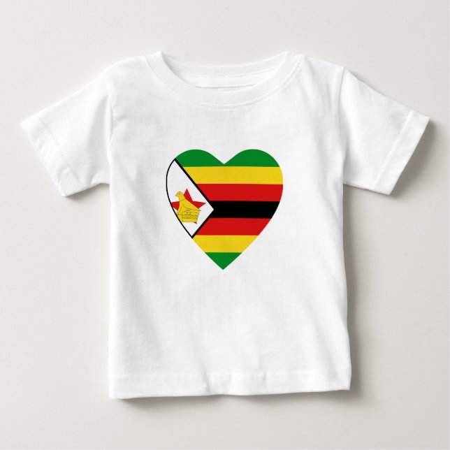 Zimbabwe Flag Heart T-Shirt (Front)