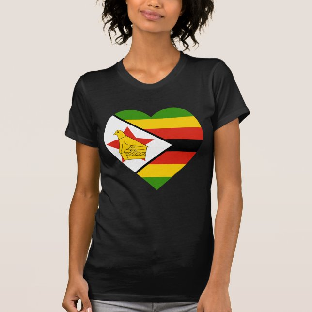 Zimbabwe Flag Heart T-Shirt (Front)