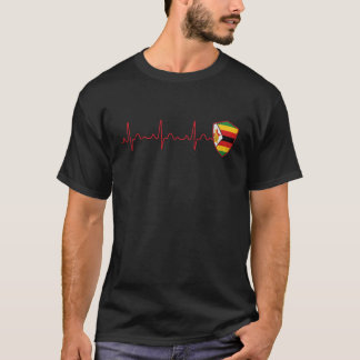 Zimbabwe Flag Heartbeat EKG Patriotic National Lon T-Shirt