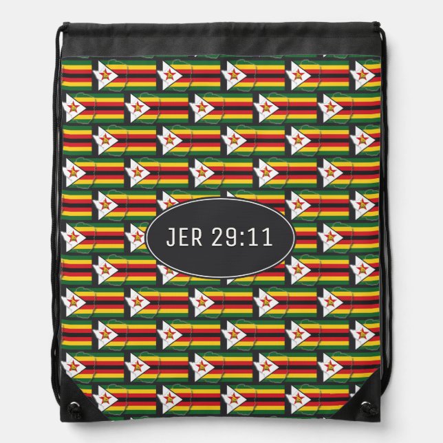 ZIMBABWE FLAG | JEREMIAH 29:11 | Zimbabwean Drawstring Bag (Front)