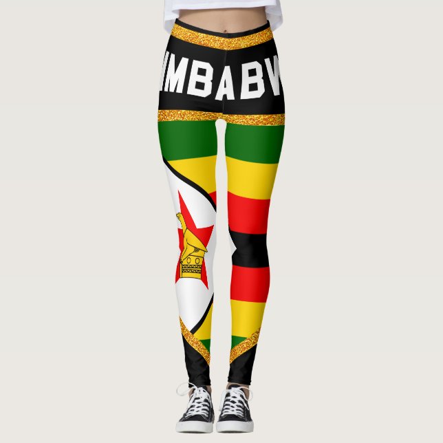Zimbabwe Flag Leggings (Front)