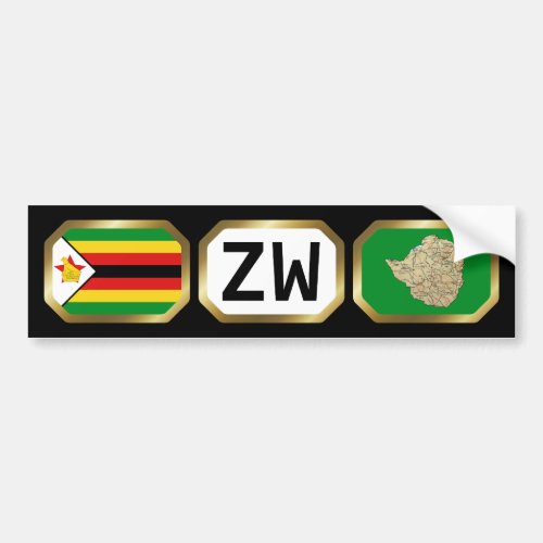 Zimbabwe Flag Map Code Bumper Sticker