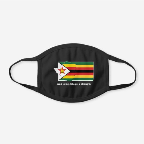 ZIMBABWE FLAG MAP Customizable GOD IS MY REFUGE Black Cotton Face Mask