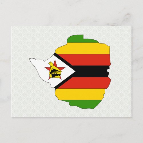 Zimbabwe Flag Map full size Postcard