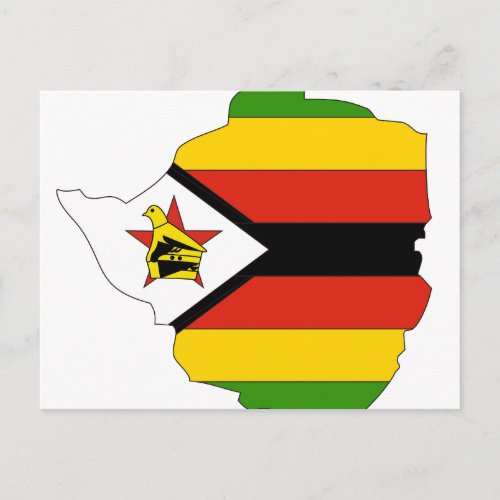 Zimbabwe flag map postcard