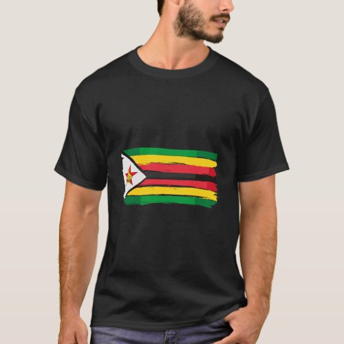 Zimbabwe Flag Paint Style T_Shirt