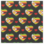 Zimbabwe Flag Red Heart fashion Fabric/Zimbabwe Fabric