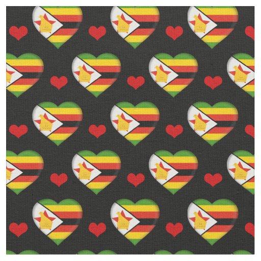 Zimbabwe Flag Red Heart fashion Fabric/Zimbabwe Fabric