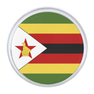 Zimbabwe flag silver finish lapel pin