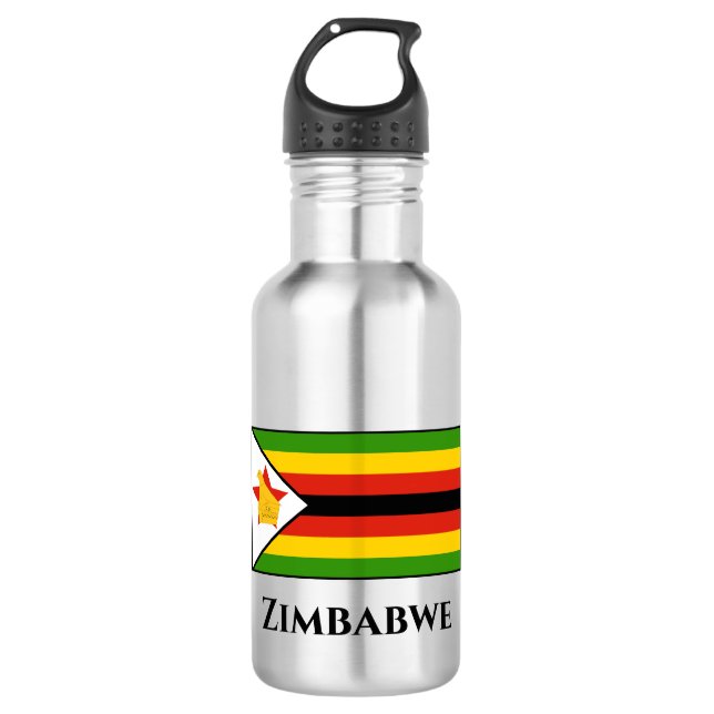 Zimbabwe Flag Stainless Steel Water Bottle (Front)