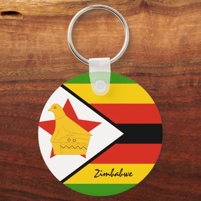 Zimbabwe Flag & Zimbabwe holiday, patriots /sports Keychain (Front)