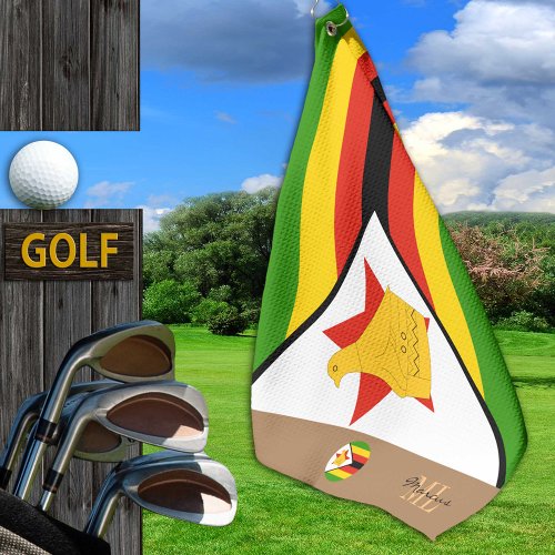 Zimbabwe flag  Zimbabwe monogrammed Africa Golf Towel