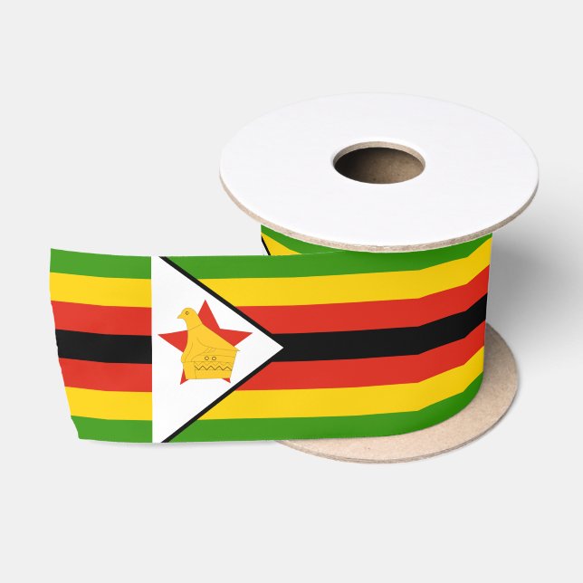 Zimbabwe Flag & Zimbabwe travel, holiday/sports Satin Ribbon (Spool)