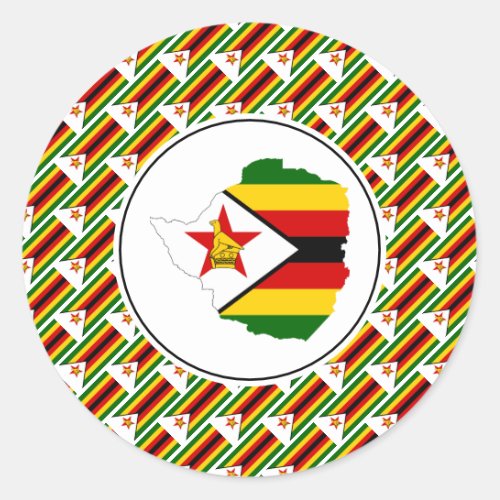 ZIMBABWE FLAG Zimbabwean Map Stylish Patriotic Classic Round Sticker