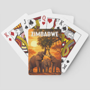 Zimbabwe Illustration Travel Art Vintage Poker Cards
