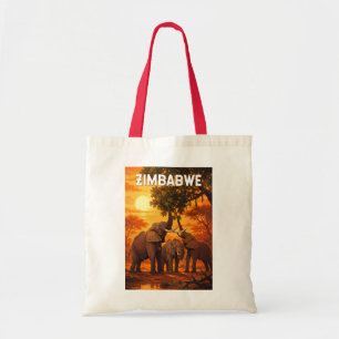 Zimbabwe Illustration Travel Art Vintage Tote Bag